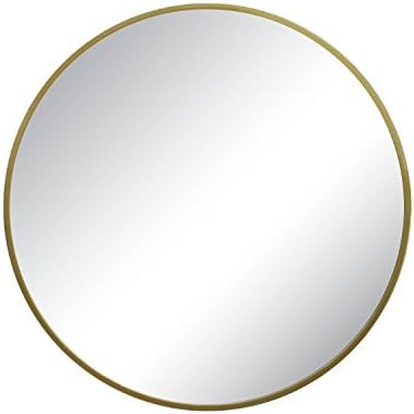 Modern Style Round Shape Mirror Metal Frame Brass Finish dia 28" | Amazon (US)