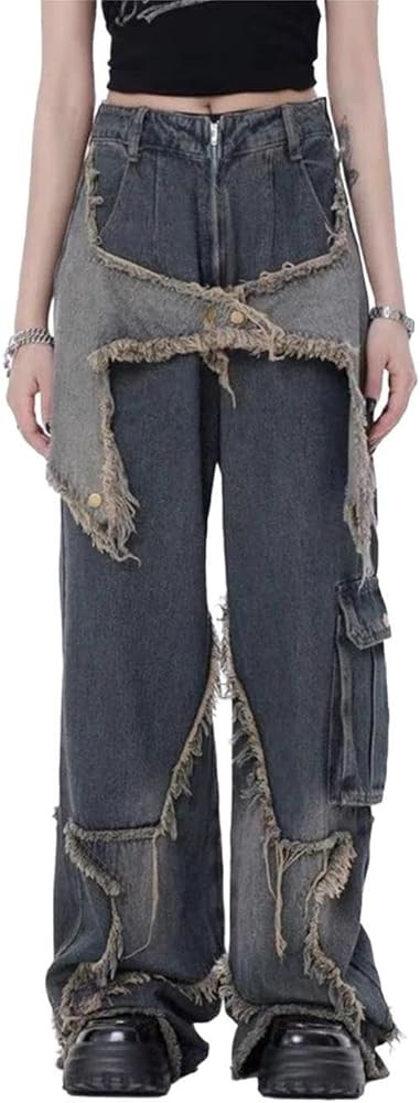 Aelfric Eden Men's Denim Jeans Distressed Patchwork Star Pants Womens Vintage Jeans Trouser | Amazon (US)