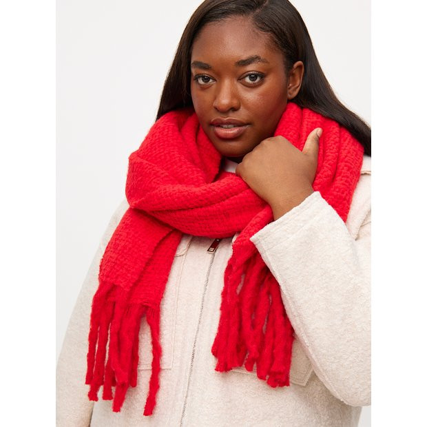 Red Chunky Knitted Scarf One Size | Tu Clothing