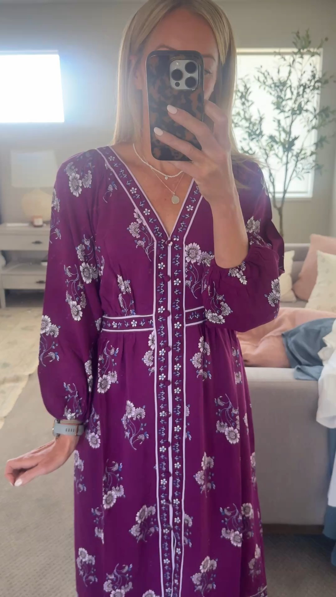 A couple great finds from the Loft sale going on right now. 

This dress is such a beautiful color and great fit. I sized down. 

I also snagged a couple sweaters for 50% off. Also sized down in the crewneck and went with my usual size in the cardigan. The cardigan is definitely more saturated and has a little more of a purple pink tone than what you see in the image. 