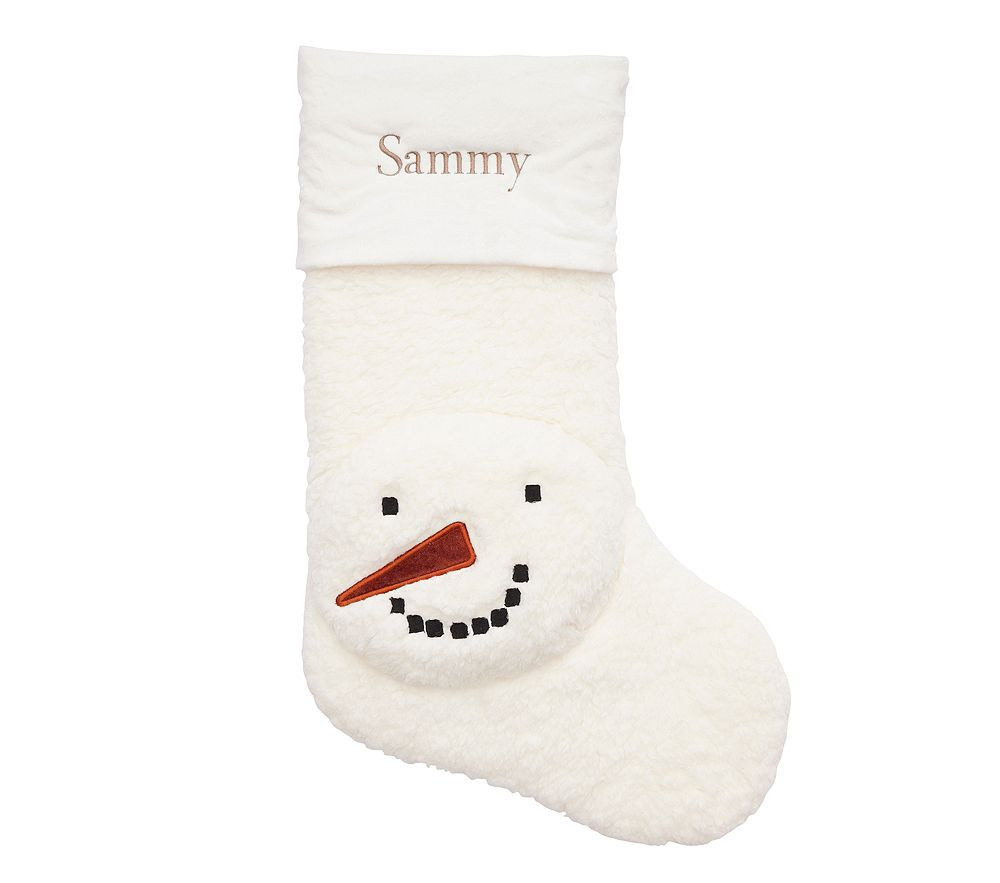 Ivory Sherpa Snowman Cozy Critter Christmas Stocking | Pottery Barn Kids