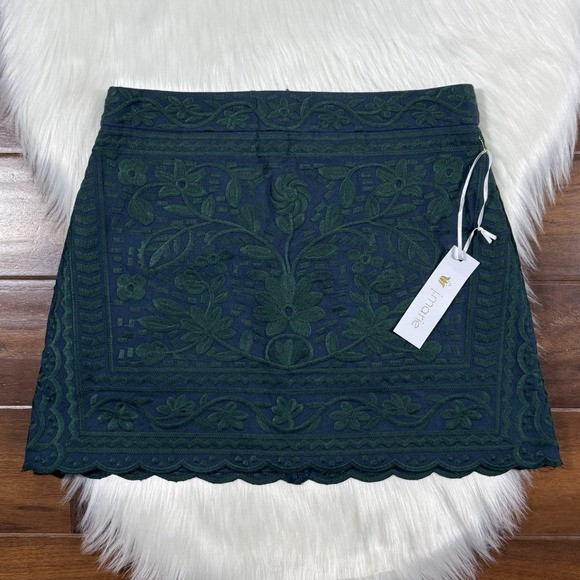 J.Marie Women's Size XS Blue Green Floral Embroidered Paige‎ Mini A-Line Skirt | Poshmark