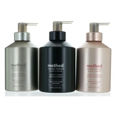 Trio Set Method Luxury Scent Hand Wash Gel with Plant-Based Cleansers Reusable Aluminum Bottles w/ P | Walmart (US)