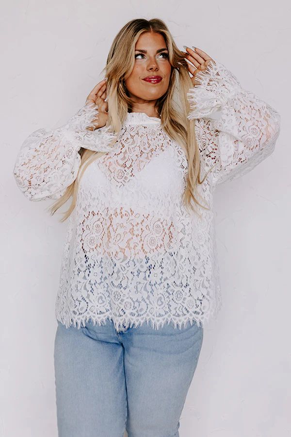 Lovestruck Babe Lace Top in Ivory Curves | Impressions Online Boutique