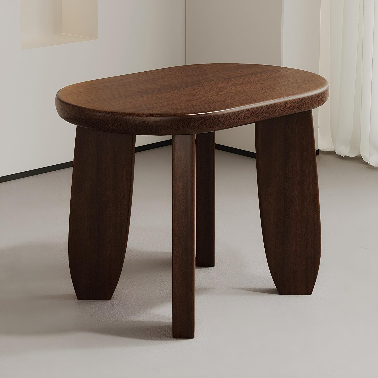 Walnut Finish Solid Wood Stool 9.8'' High Non-Slip Outdoor Garden Plant Stool Clover Oval Pedesta... | Amazon (US)