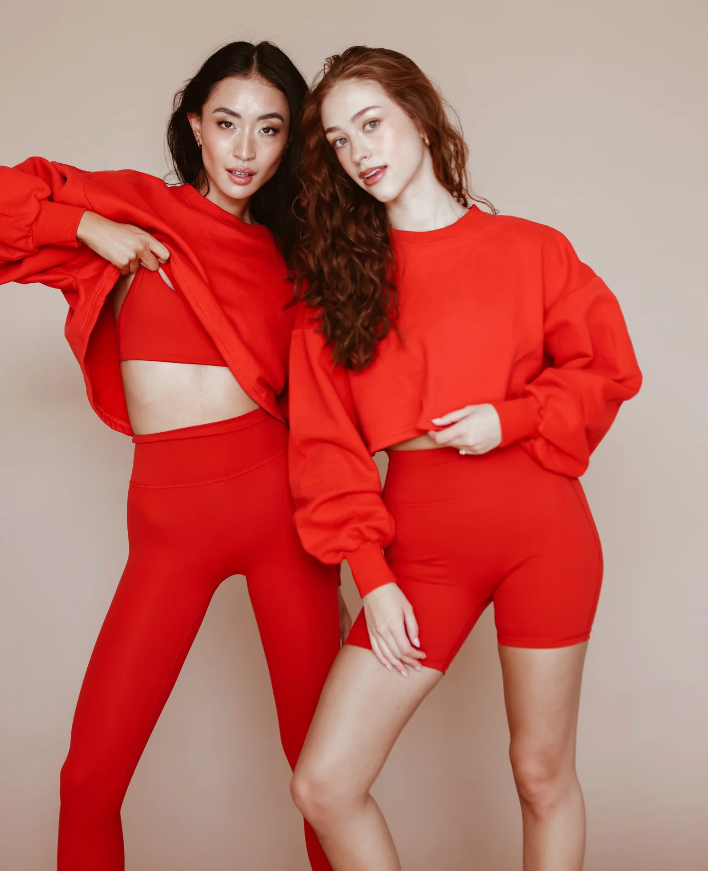 Cropped Fleece Sweatshirt - Radiant Red | Cara Loren Active