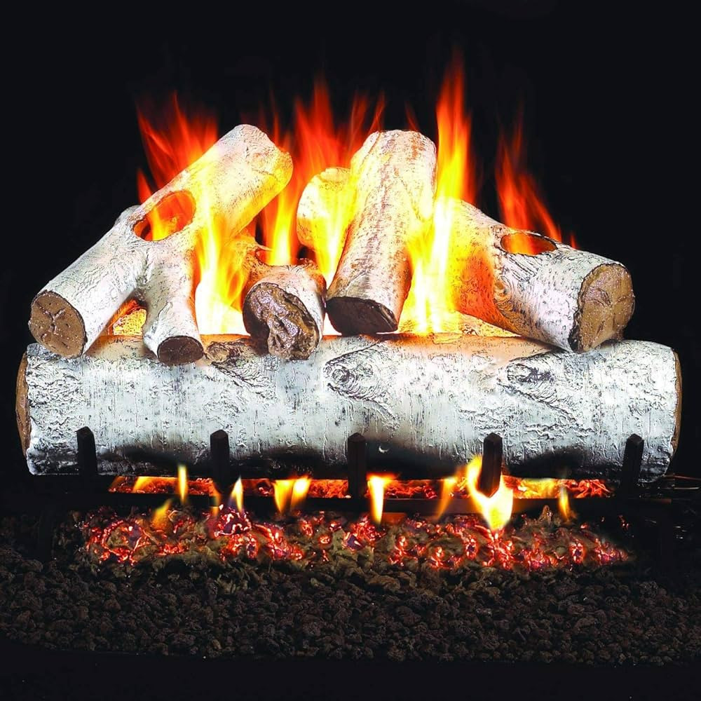 Peterson Real Fyre 24-inch White Birch Log Set With Vented Natural Gas G4 Burner - Match Light | Amazon (US)