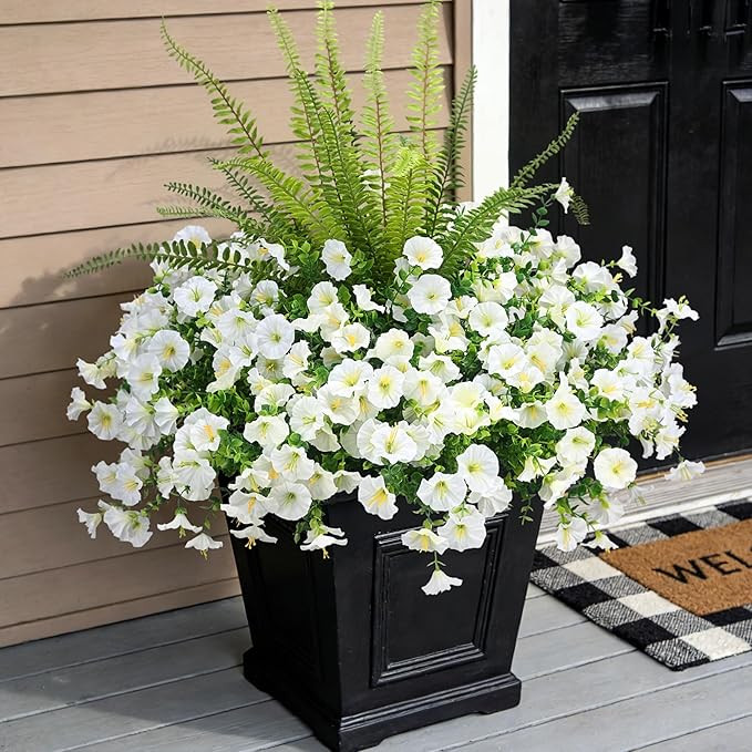 Hrobek Artificial Flowers for Outdoors Faux Plants Outside Indoor,UV Resistant Silk Fake Morning ... | Amazon (US)