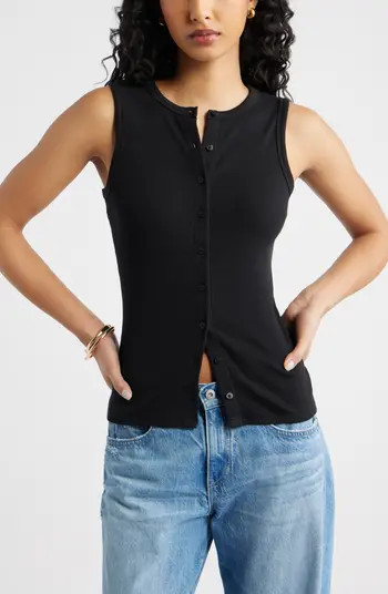 Rib Button-Up Tank | Nordstrom