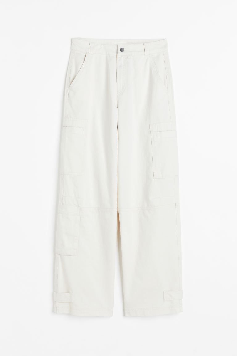 Pantalon cargo droit - Blanc - FEMME | H&M FR | H&M (FR & ES & IT)