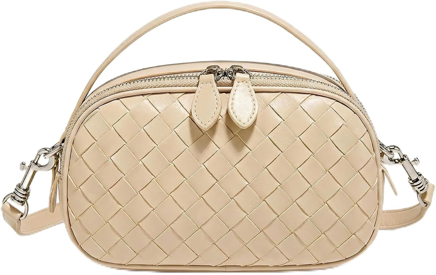 Mewpurrs Woven Crossbody Bag for Women, Small Soft Leather-Feel Camera Purse with Top Handle & Ad... | Amazon (US)