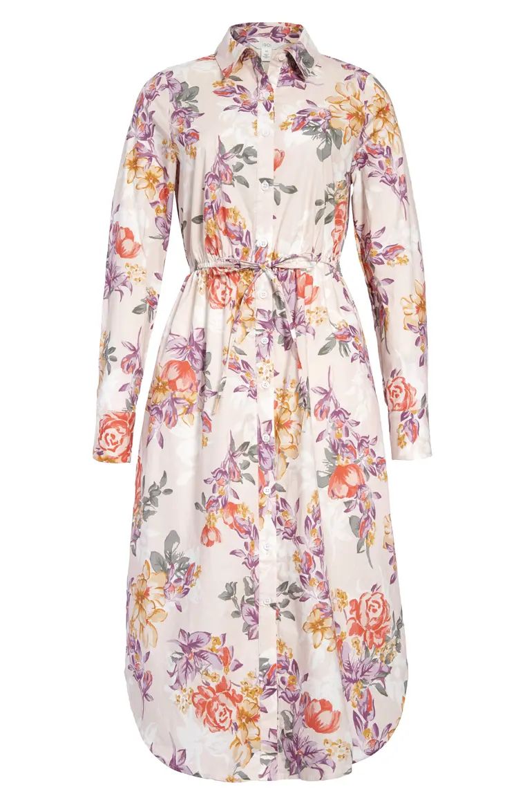 Floral Print Long Sleeve Midi Shirtdress | Nordstrom