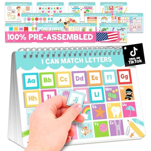 Hadley Designs My First Busy Book Toddlers 3-5, Montessori Preschool Learning Activities Age 4-5, 174 Pcs Velcro Busy Book, Travel Toys Airplane Car Quiet Time, Sensory Toys, Easter Gifts for Kids | Amazon (US)