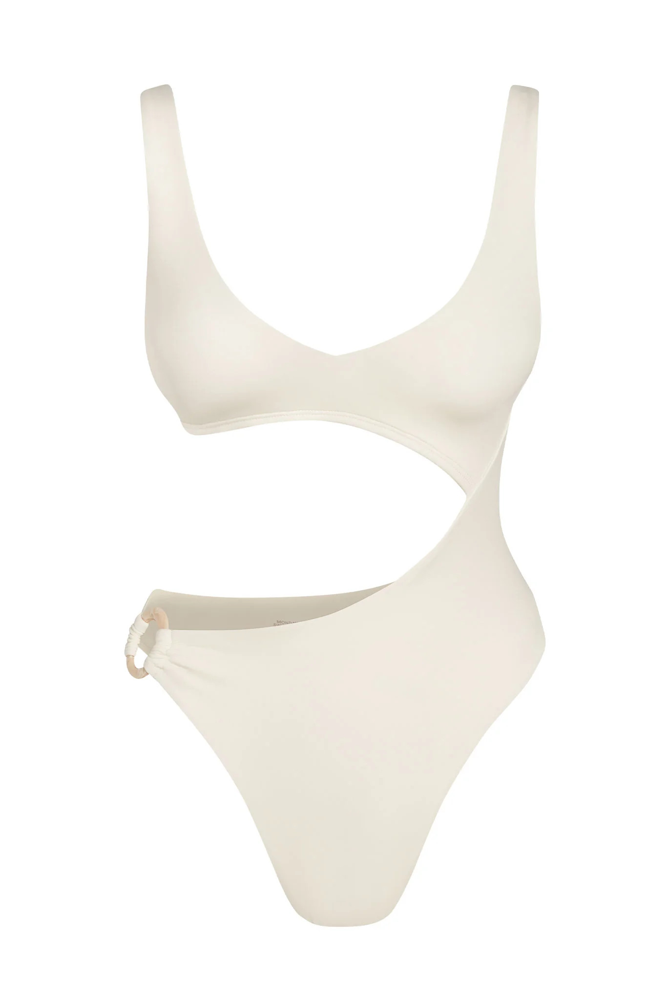 St. Barth's One Piece - Ivory w/ Pearl Ring | Monday Swimwear
