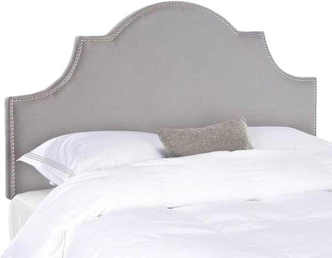 Safavieh Hallmar Arctic Grey Upholstered Arched Headboard - Silver Nailhead (Queen) | Amazon (US)