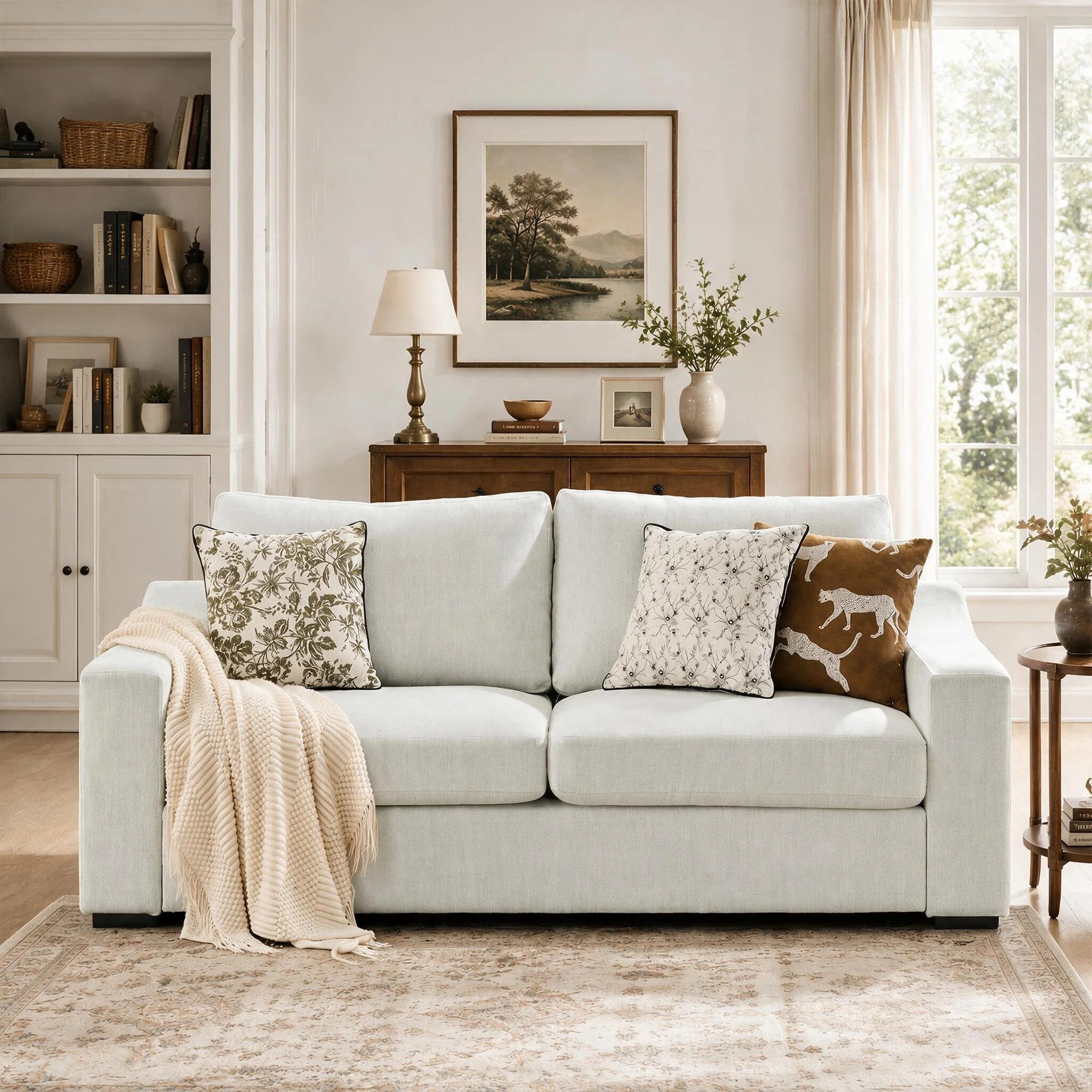 JULY'S SONG 83" Modern Sofa, Oversize Couches for Living Room with Deep Seat, 3 Seater Linen Love... | Walmart (US)