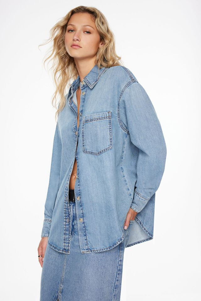Denim Button Up Shirt | Dynamite Clothing