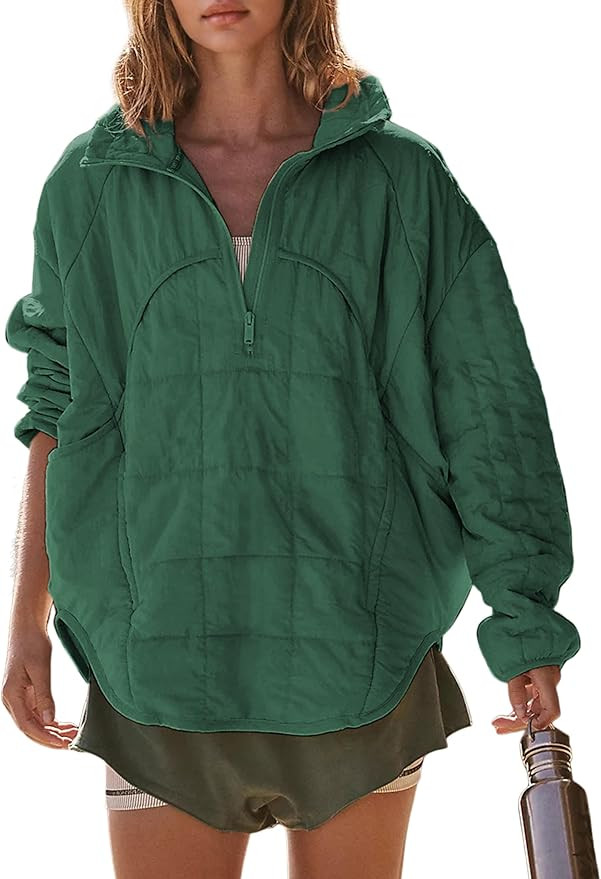 Daacee Oversized Lightweight Quilted Pullover Jacket for Women Casual Half Zip Puffer Jackets Pad... | Amazon (US)