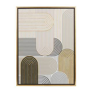 1- Panel Abstract Art Deco Linear Arched Framed Wall Art with Gold Foil Accents 32 in. x 24 in. | The Home Depot