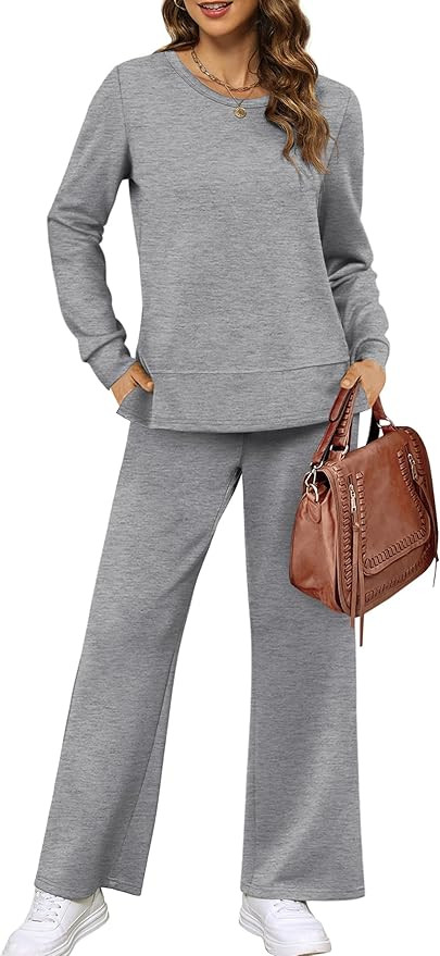 XIEERDUO Women's 2 Piece Lounge Sets Casual Fall Travel Outfits Fashion Wide Leg Tracksuit Cozy S... | Amazon (US)