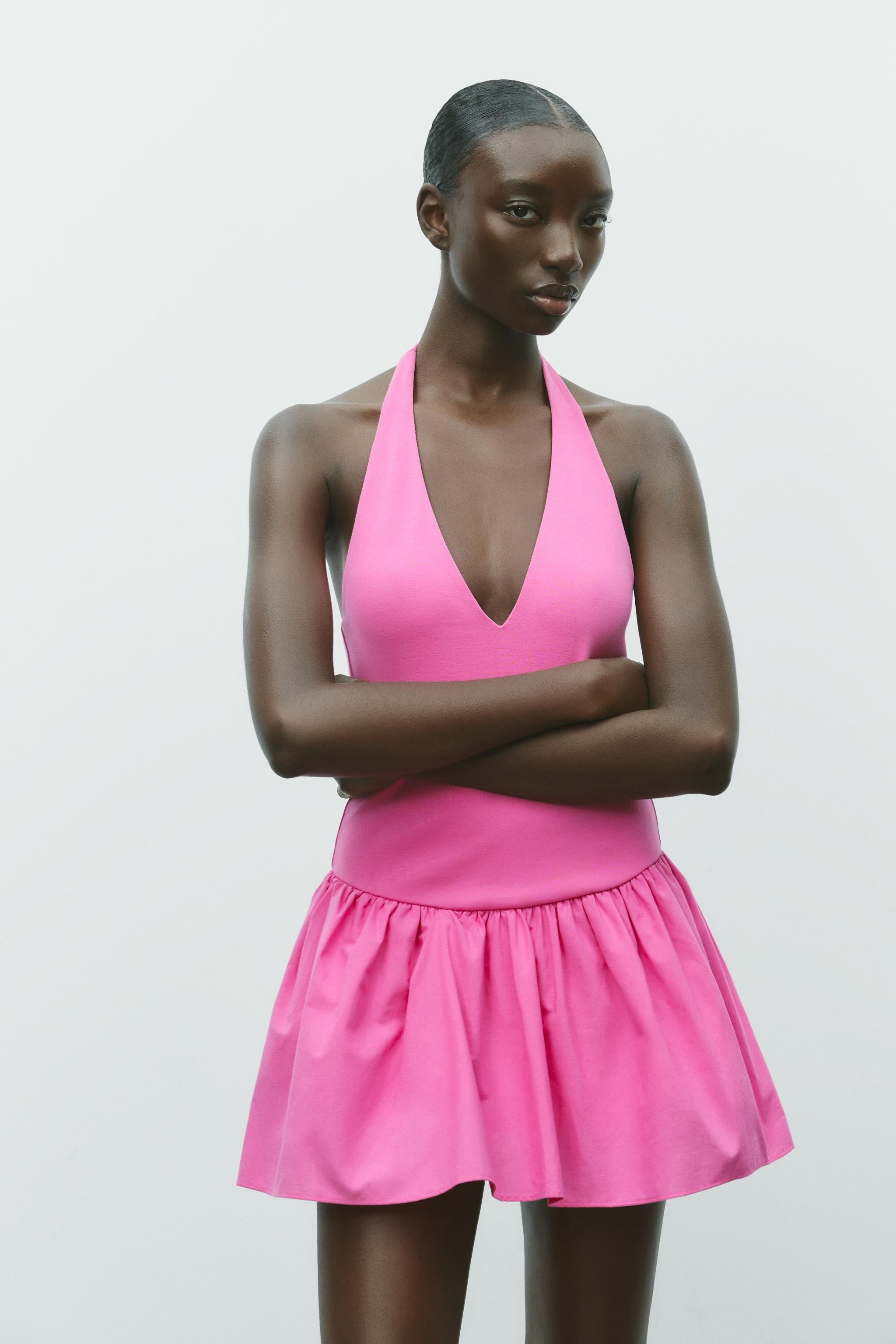 CONTRAST HALTER DRESS | Zara UK