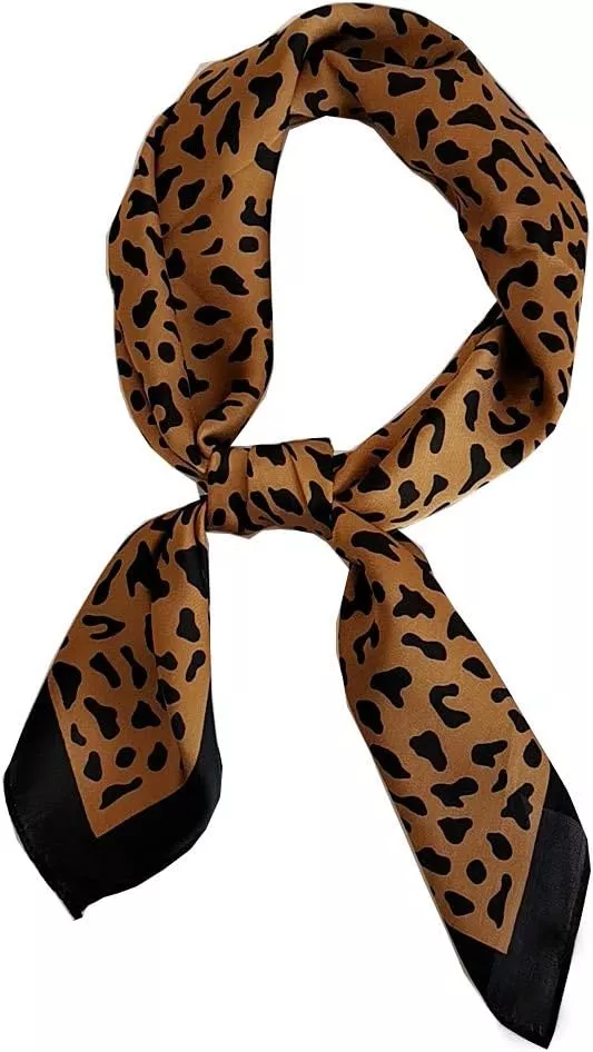 GERINLY Animal Print Scarfs for Women Leopard Neck Scarf Satin