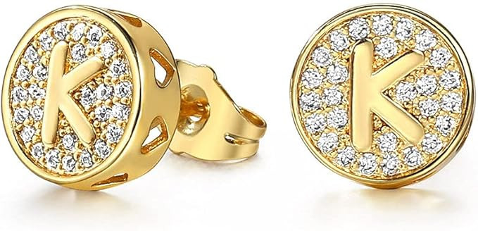 Trendsmax Women's Copper Cubic Zirconia A-Z Initial Letter Stud Earrings, Personal Gift, Gold Pla... | Amazon (US)