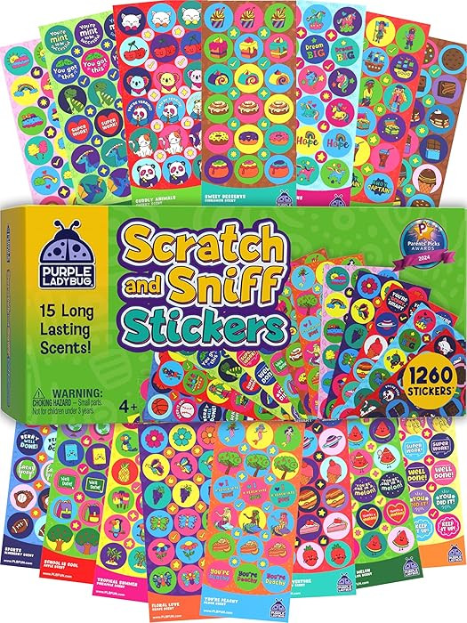 Purple Ladybug 1260 Variety Scratch and Sniff Stickers - 15 Unique Scents - Fun and Motivational ... | Amazon (US)