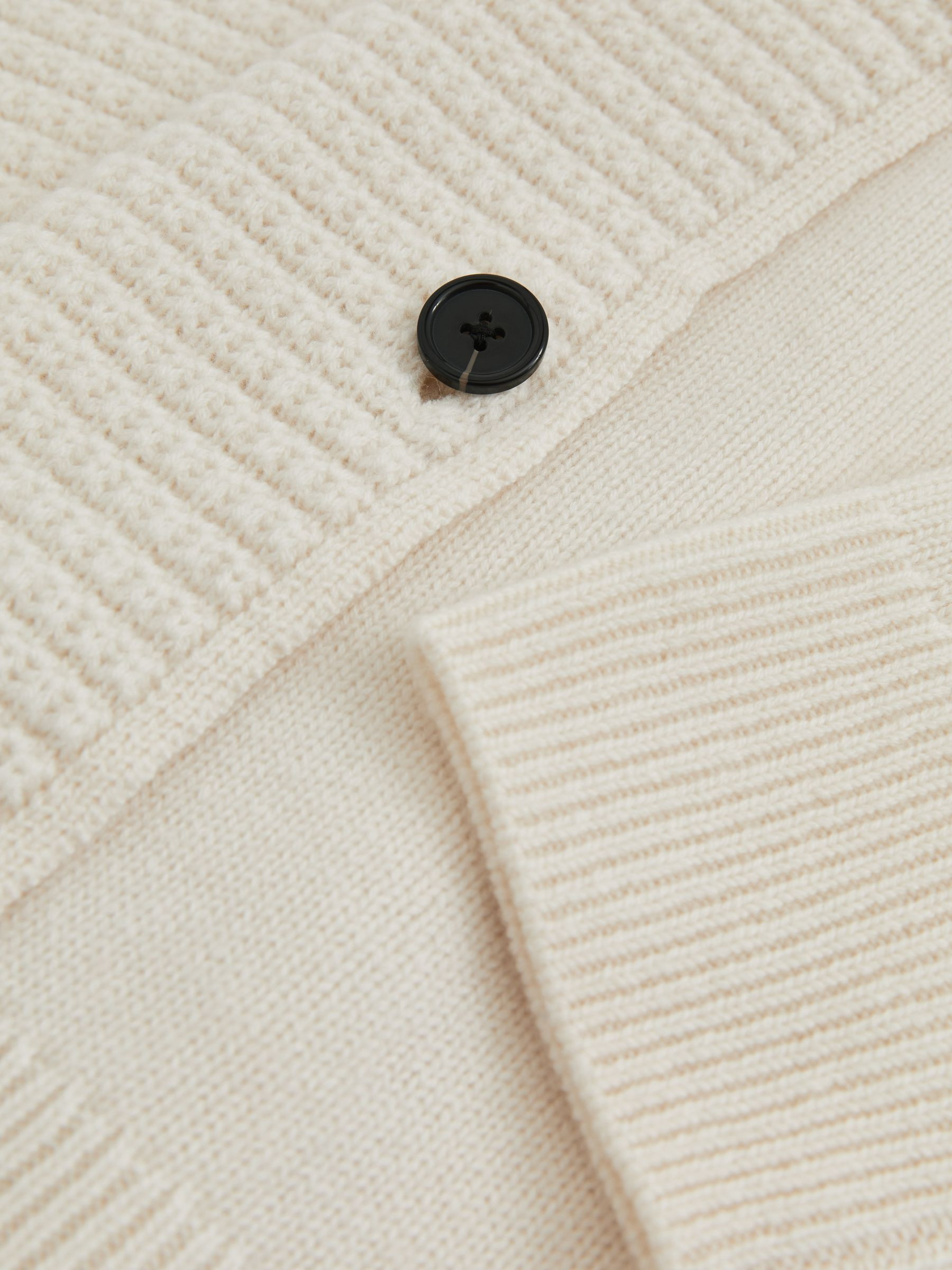 Wool-Cashmere Button-Neck Jumper in White | Reiss DE