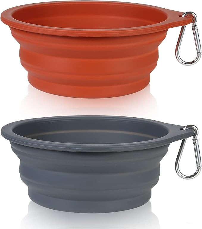 SLSON 2Pack Collapsible Dog Bowl,Integrated Molding Travel Bowl No Plastic Rim Pet Feeding Bowls ... | Amazon (US)