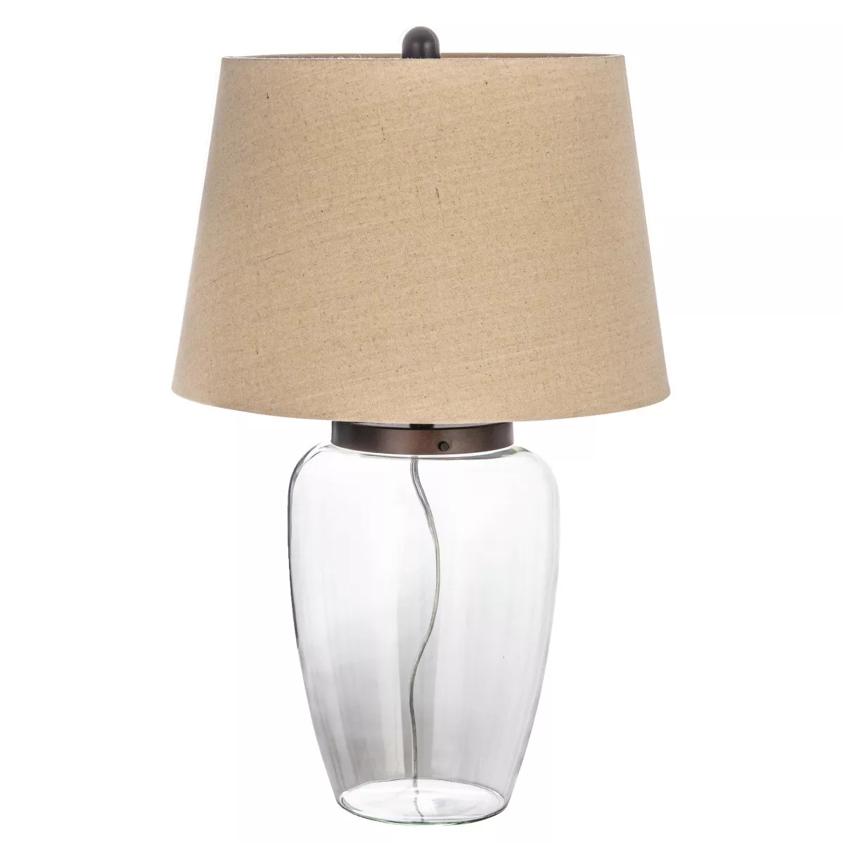Storied Home Fillable Glass Table Lamp with Linen Shade, Clear and White | Target