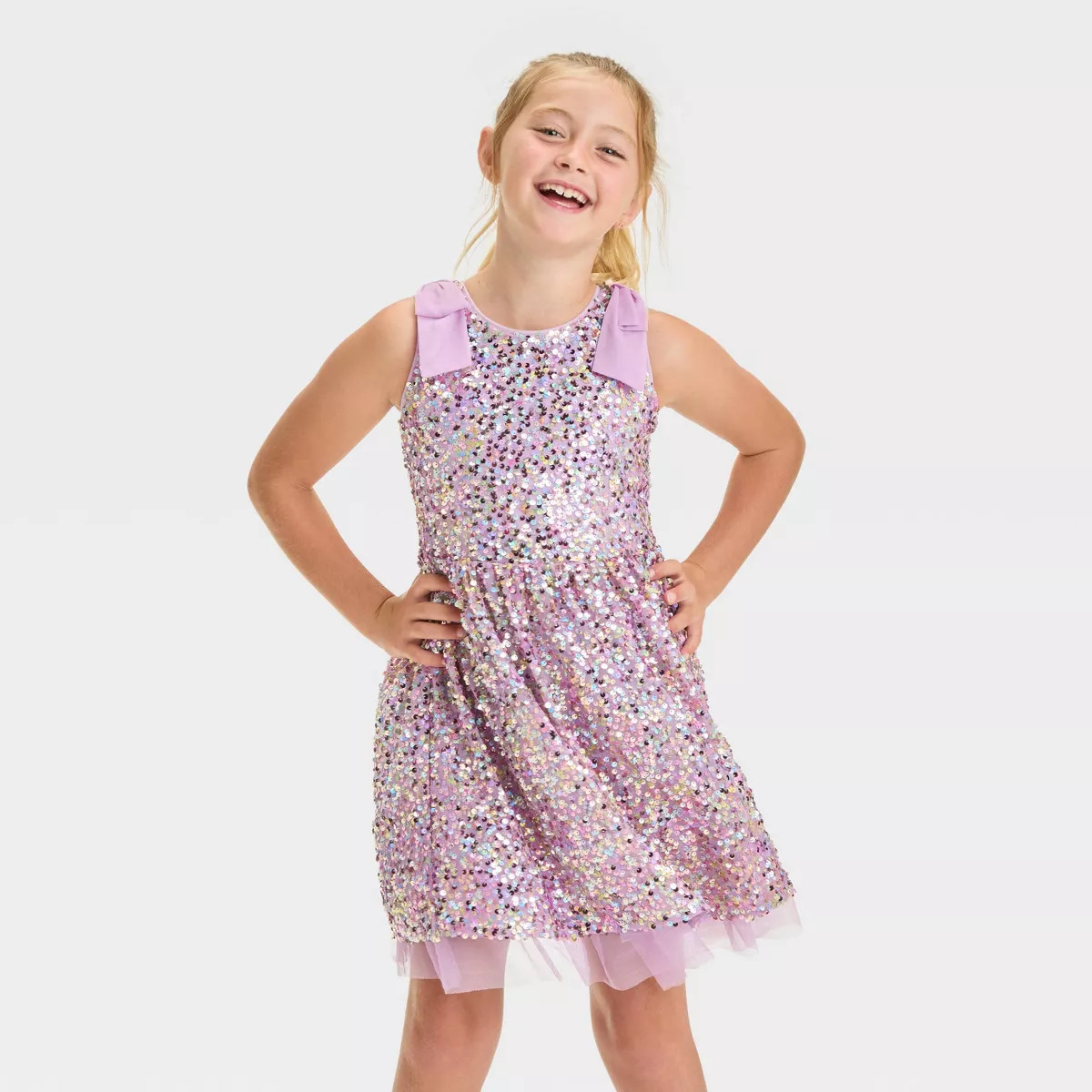 Girls' Sleeveless Sequin Tulle Dress - Cat & Jack™ Lavender | Target