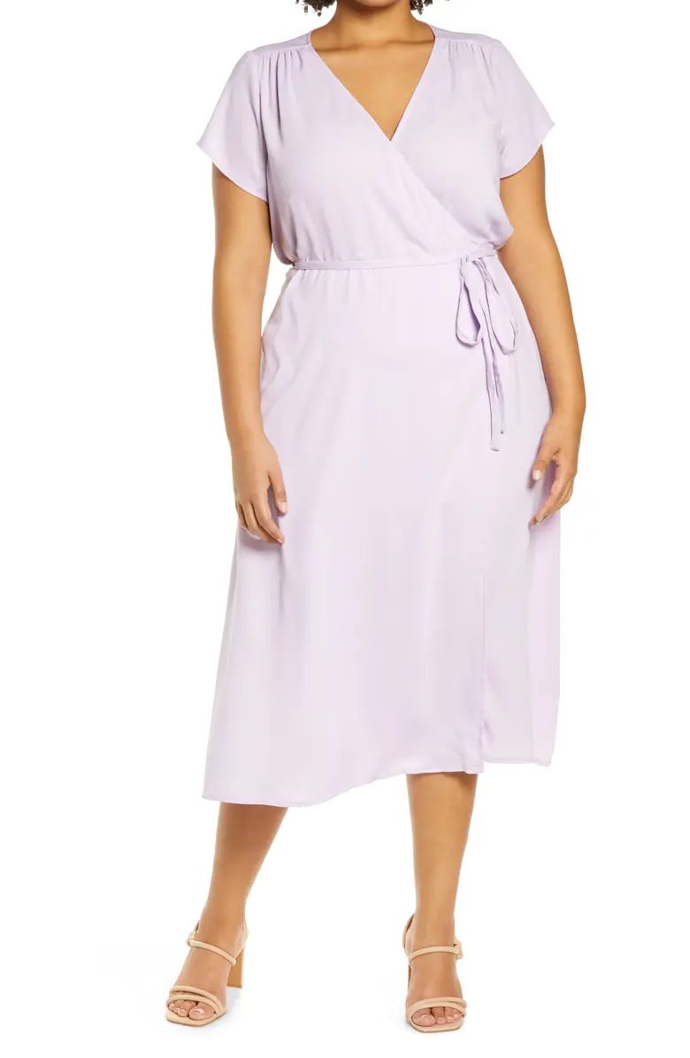 Halogen® Short Sleeve Wrap Midi Dress | Nordstrom | Nordstrom
