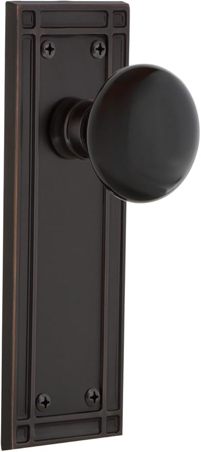 Nostalgic Warehouse Mission Plate Single Dummy Black Porcelain Door Knob in Timeless Bronze | Amazon (US)