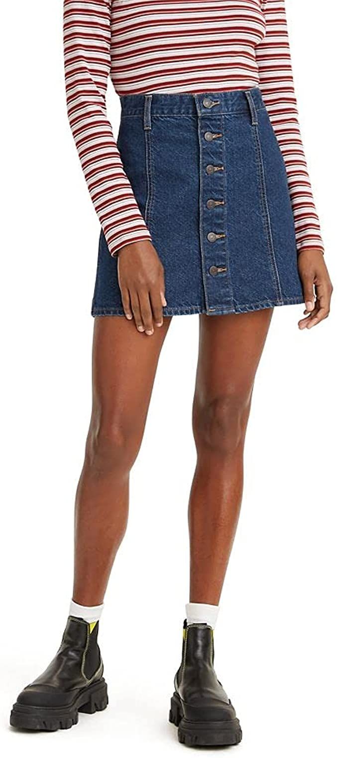 Levi's Women's A-Line Button Front Mini Skirt | Amazon (US)