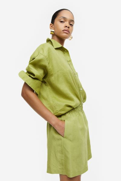 Linen-blend Pull-on Shorts | H&M (US, CA, MX)