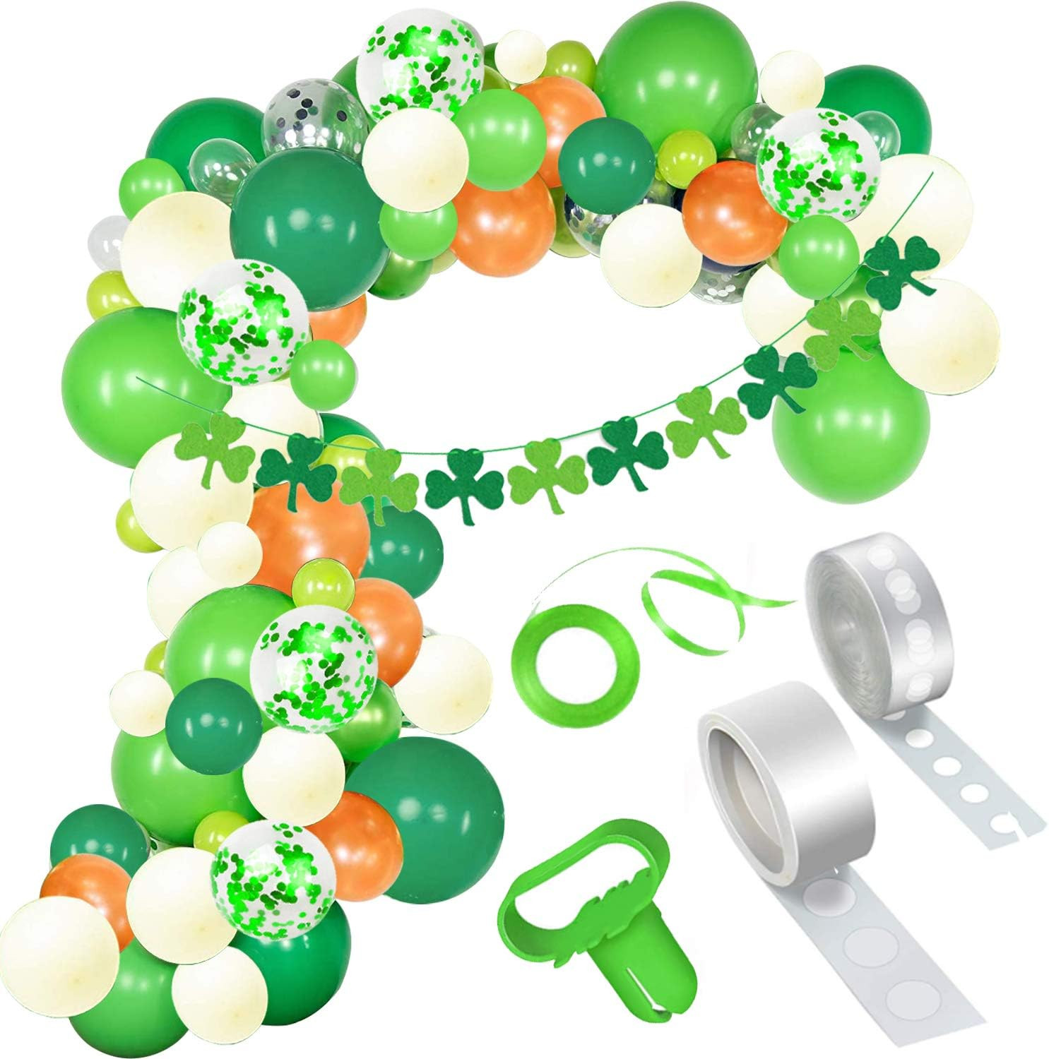St. Patrick’s Day Balloon Arch Garland Decorations Kit, 111 Pcs Green White Lucky Shamrock Late... | Amazon (US)