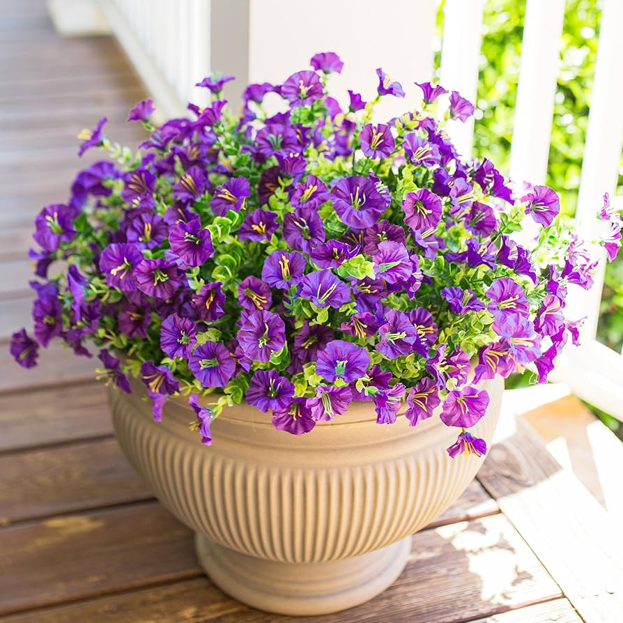 Artificial Fake Outdoor Flowers Plants for Spring Summer Outside Porch Decoration, 12 Bundles Fau... | Amazon (US)