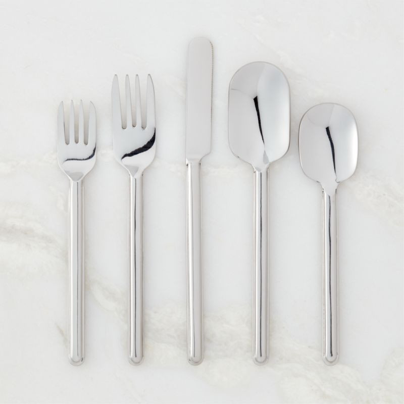 Berto Polished Stainless Steel 5-Piece Flatware Set + Reviews | CB2 | CB2