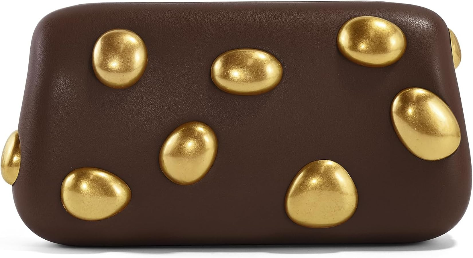 Clutch Purses for Women Formal, Elegant PU Leather Evening Bags with Chain, Trendy Gold Studs Han... | Amazon (US)