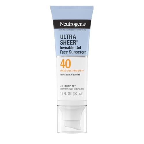 Neutrogena Ultra Sheer Invisible Gel Face Sunscreen SPF 40, Facial Sunscreen & Moisturizer, Vitamin E, Matte Finish, Makeup Primer, Travel Size, 80 Minutes Water-Resistant, 1.7 oz | Amazon (US)