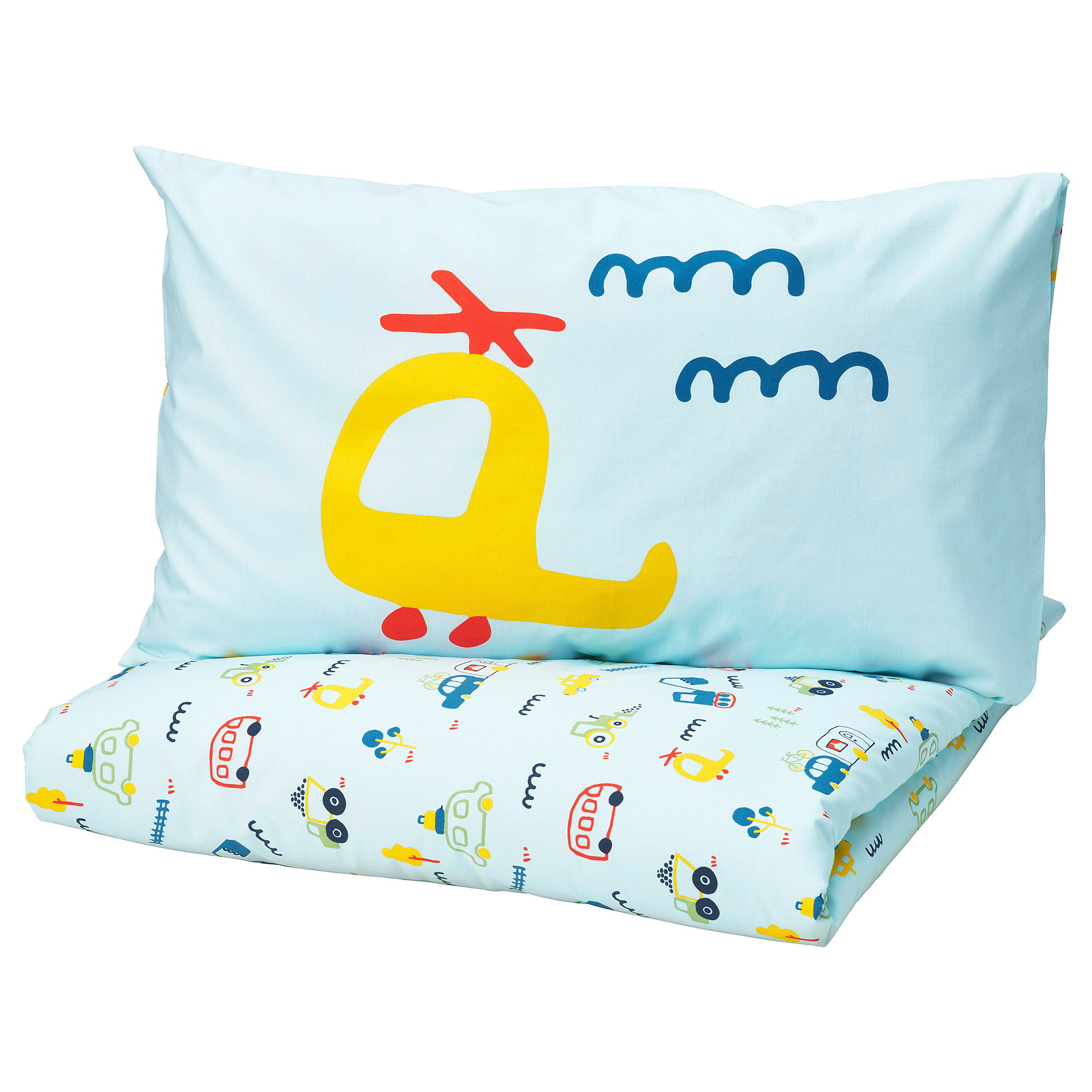 BARNDRÖM Duvet cover and pillowcase(s), blue/vehicles pattern, Twin | IKEA US