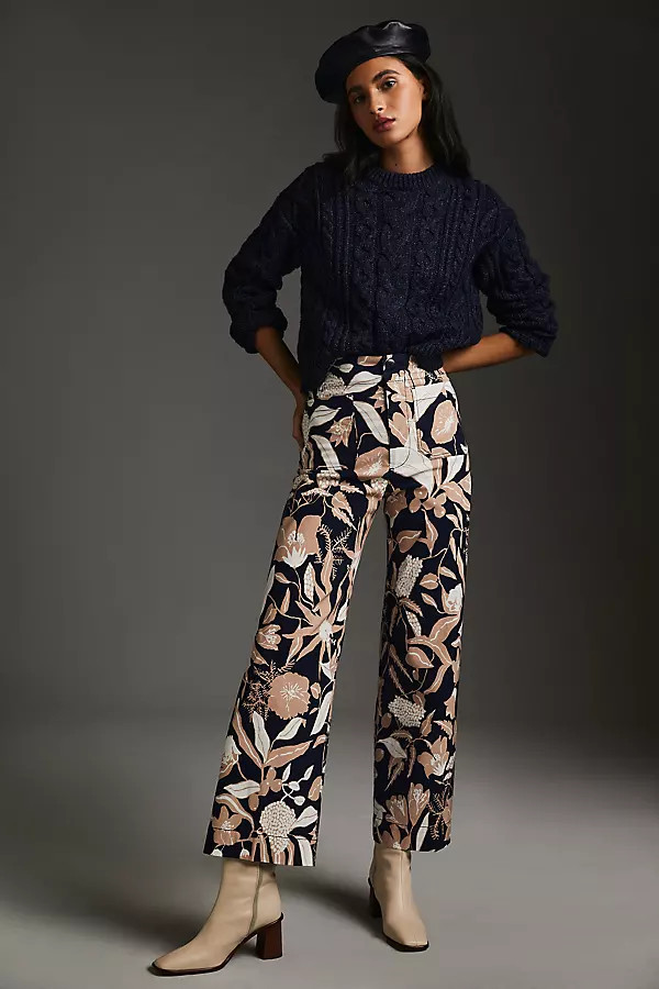 Jo Faulkner The Colette Cropped Wide-Leg Pants By Jo Faulkner in Blue Size 26 | Anthropologie (US)