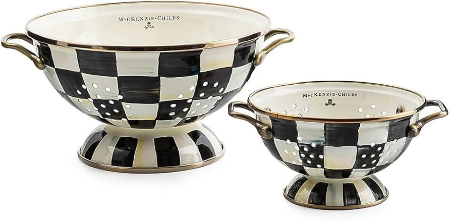 MACKENZIE-CHILDS Courtly Check Enamel Colander Set, Kitchen Sink Strainer, Large and Small | Amazon (US)