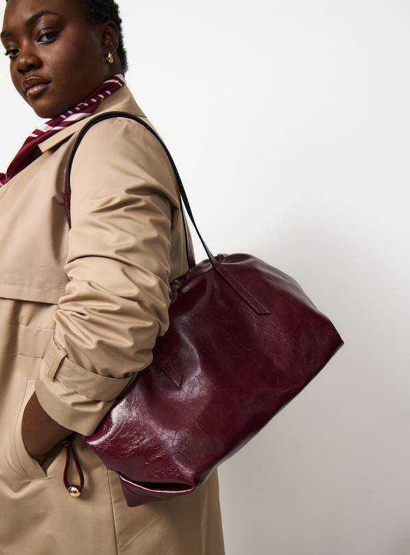 Buy Dark Red Drawstring Gathered Top Shopper Bag One Size | Workwear | Tu | Tu Clothing