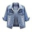Cropped Denim Jacket for Women 3/4 Sleeve Colored Light Ripped Short Jean Jackets Lapel Button Do... | Amazon (US)