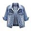 Cropped Denim Jacket for Women 3/4 Sleeve Colored Light Ripped Short Jean Jackets Lapel Button Do... | Amazon (US)