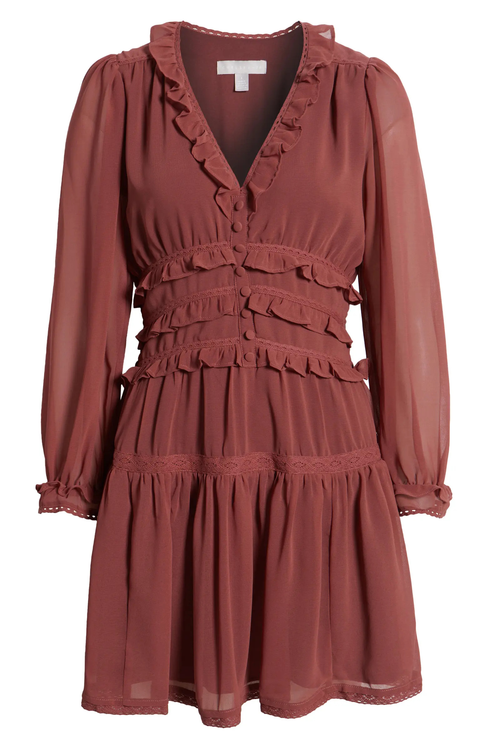 Chelsea28 Long Sleeve Ruffle Trim Minidress | Nordstrom | Nordstrom