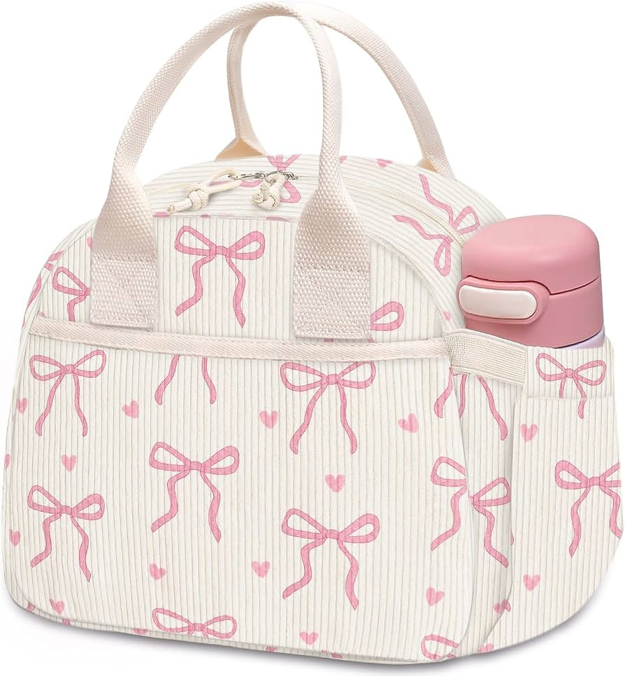 Carry bloom Lunch Box for Women, Insulated Lunch Bag Cute Corduroy Lunchbag | Amazon (US)