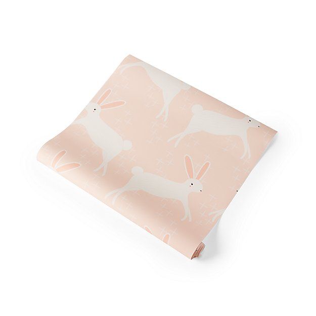 Chasing Paper Pink Leaping Bunnies Removable Wallpaper + Reviews | Crate and Barrel | Crate & Barrel